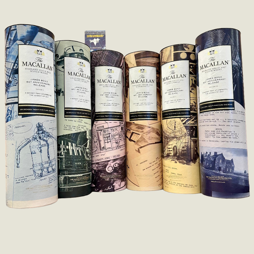 Macallan James Bond 60th Anniversary Full Set Decade Set 1 thru 6, 700 ML EACH