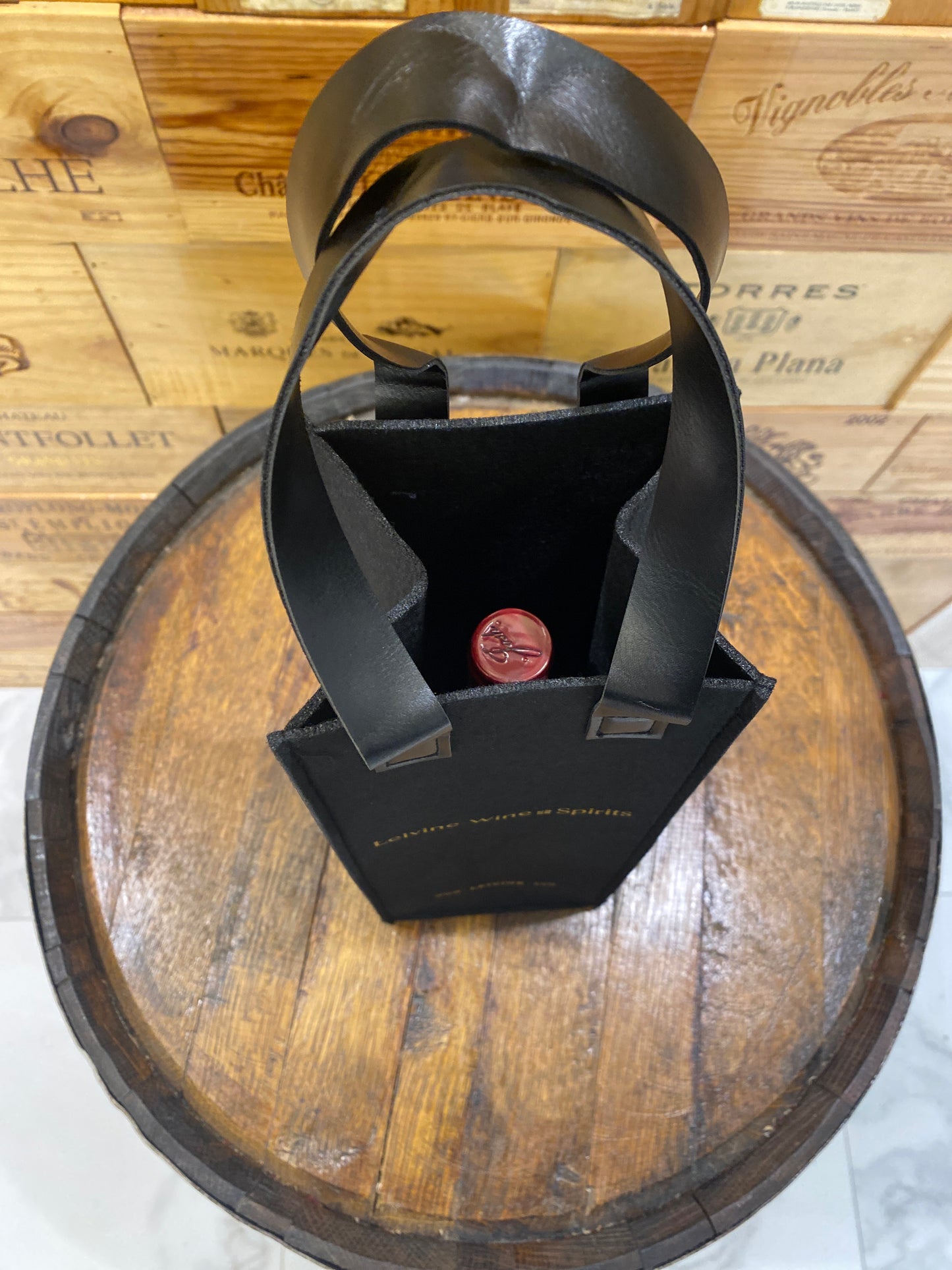 SINGLE BOTTLE LUXURY WINE BAG - BLACK